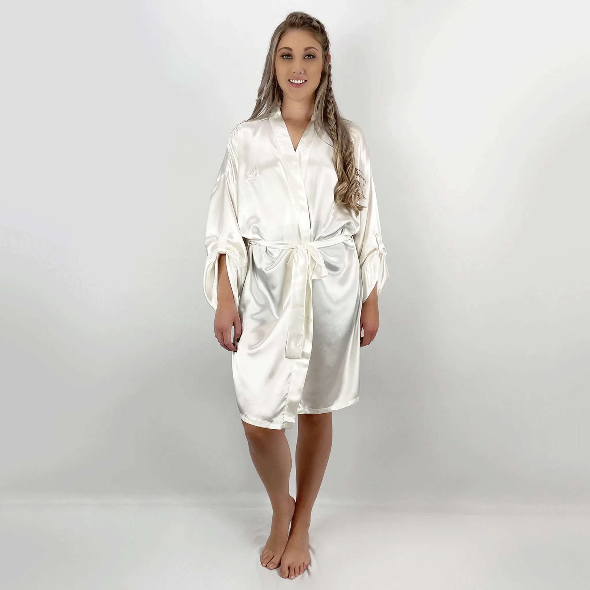 100% Pure Silk Robe - Ivory