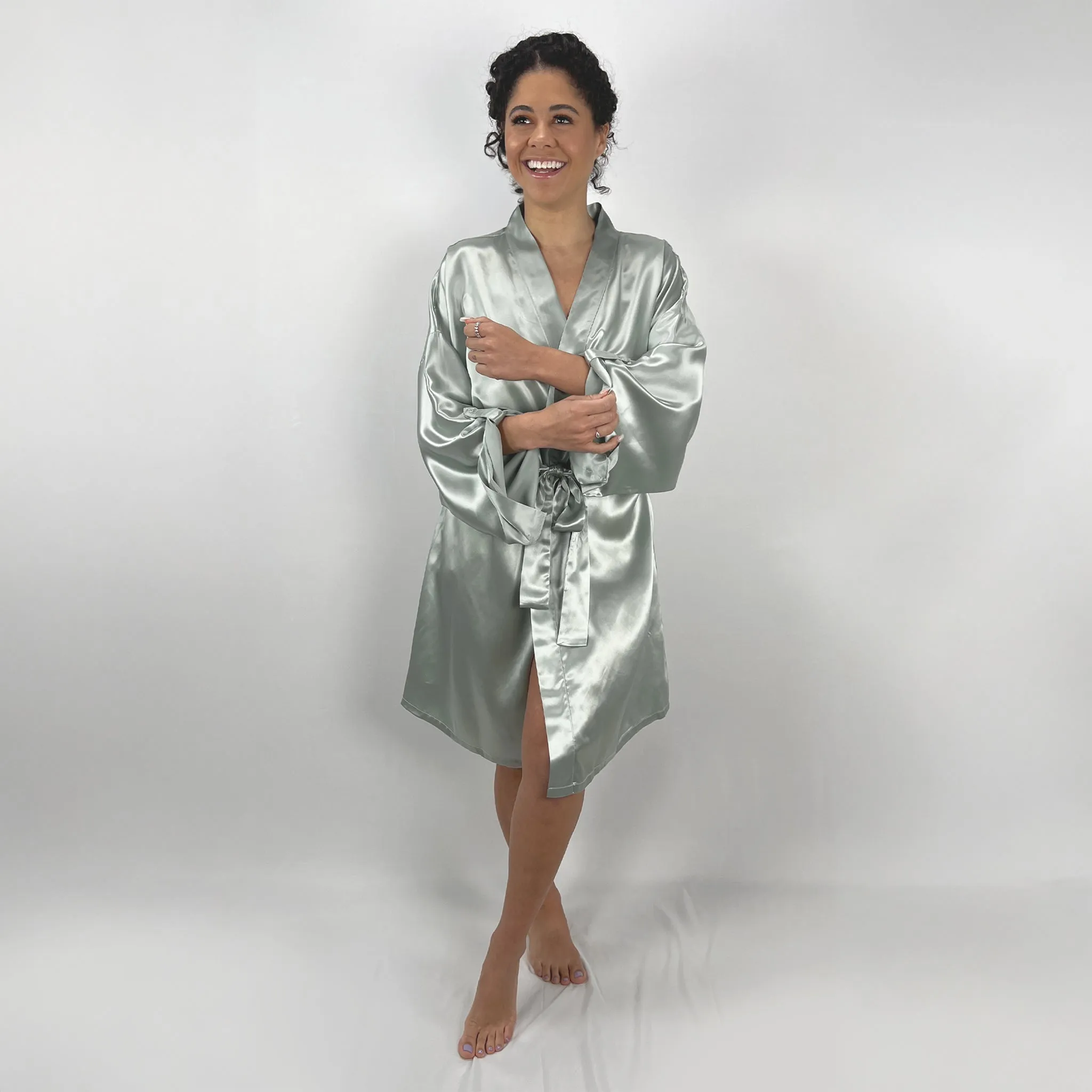 100% Pure Silk Robe - Sage