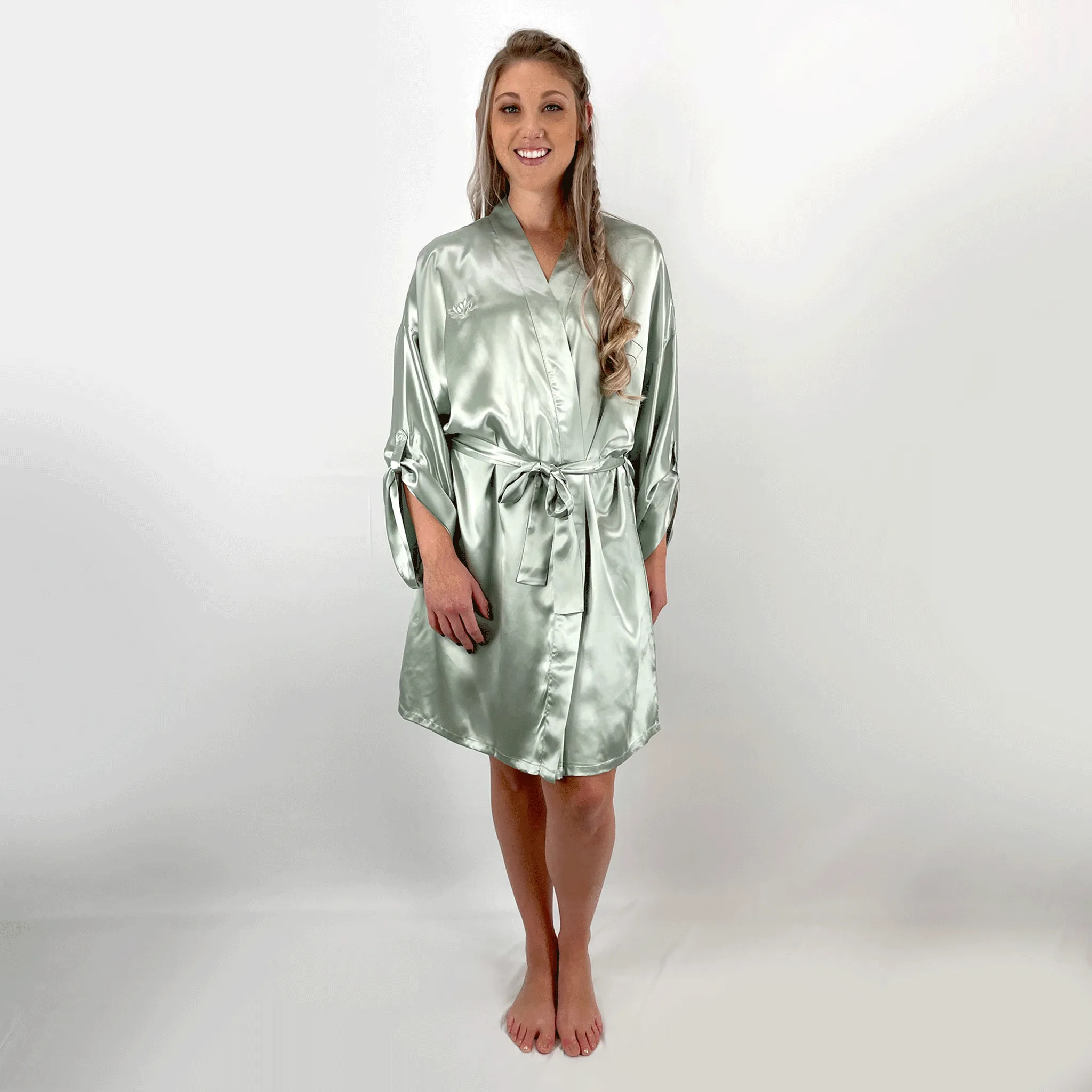 100% Pure Silk Robe - Sage