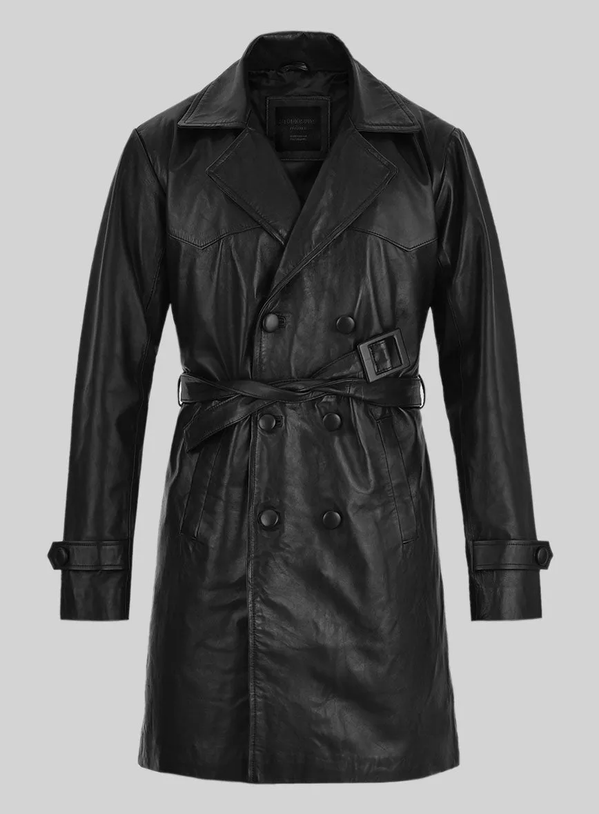 70s Vintage Leather Trench Coat