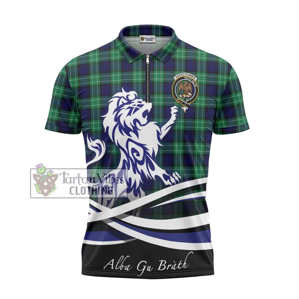 Abercrombie Tartan Zipper Polo Shirt with Alba Gu Brath Regal Lion Emblem