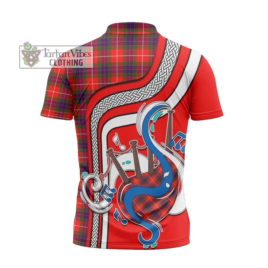 Abernethy Tartan Zipper Polo Shirt with Epic Bagpipe Style