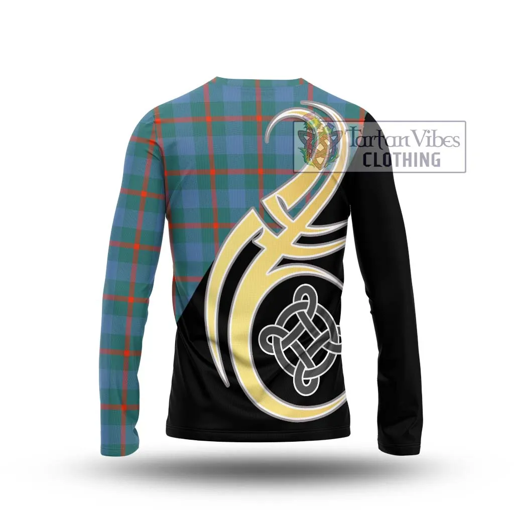 Agnew Ancient Tartan Long Sleeve T-Shirt with Family Crest and Celtic Symbol Style