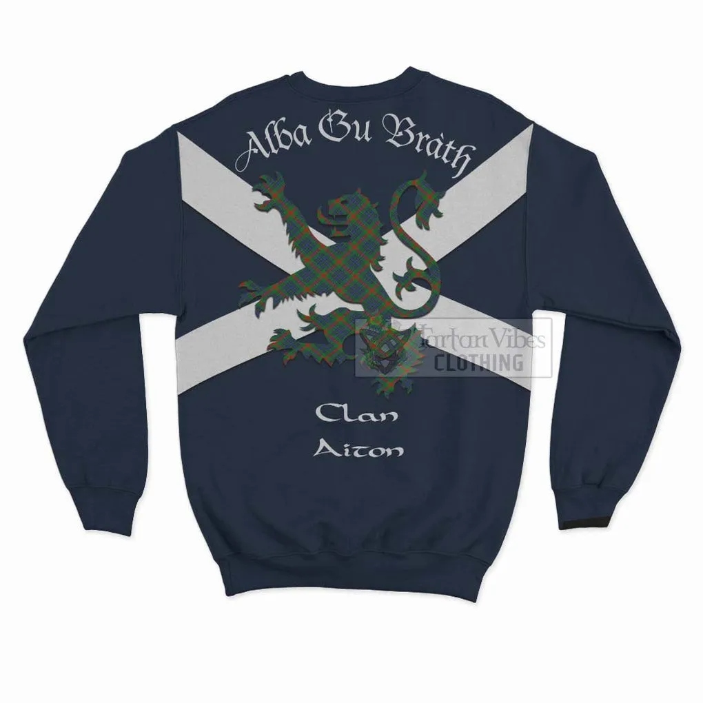 Aiton Tartan Lion Rampant Sweatshirt  Proudly Display Your Heritage with Alba Gu Brath and Clan Name