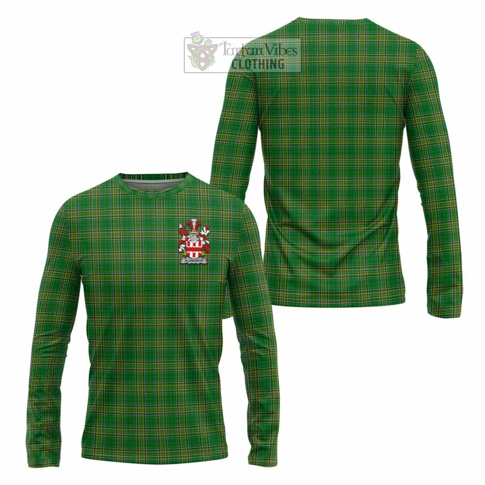 Aldworth Irish Clan Tartan Long Sleeve T-Shirt with Coat of Arms