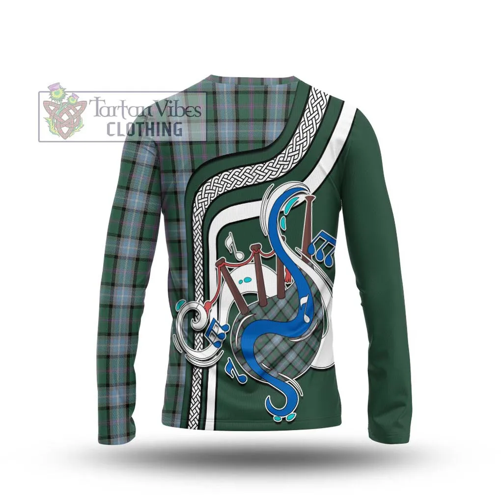 Alexander of Menstry Hunting Tartan Long Sleeve T-Shirt with Epic Bagpipe Style