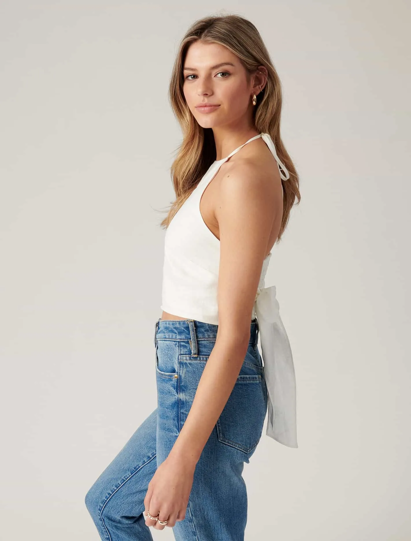 Alice Tie Back Shirred Halter Top