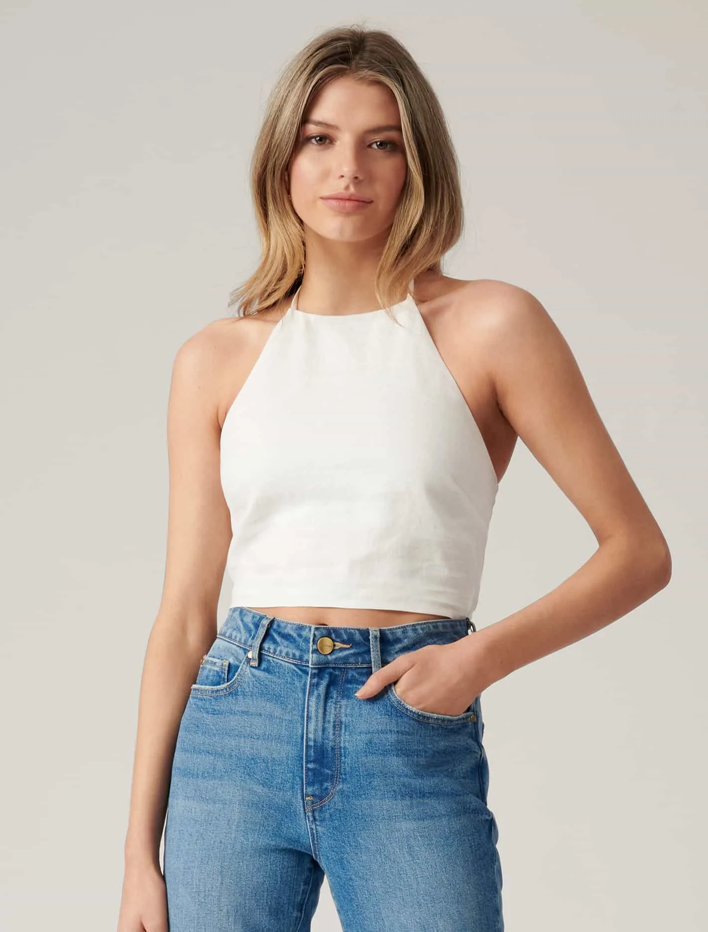 Alice Tie Back Shirred Halter Top