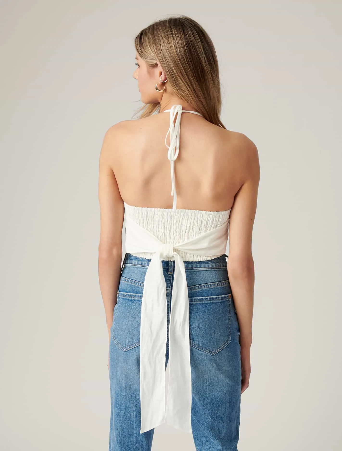 Alice Tie Back Shirred Halter Top