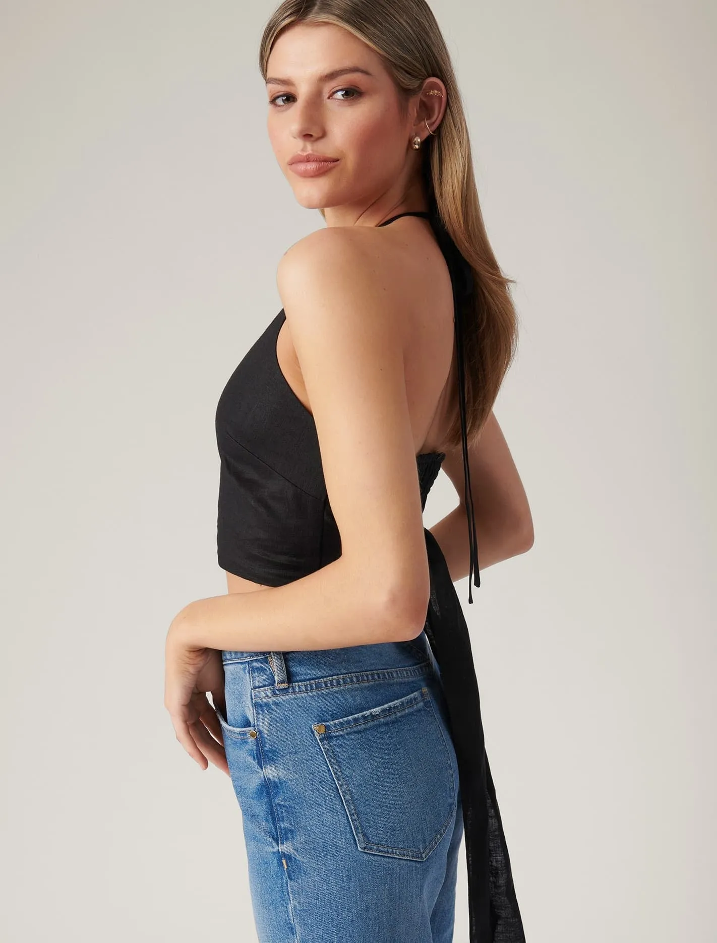 Alice Tie Back Shirred Halter Top