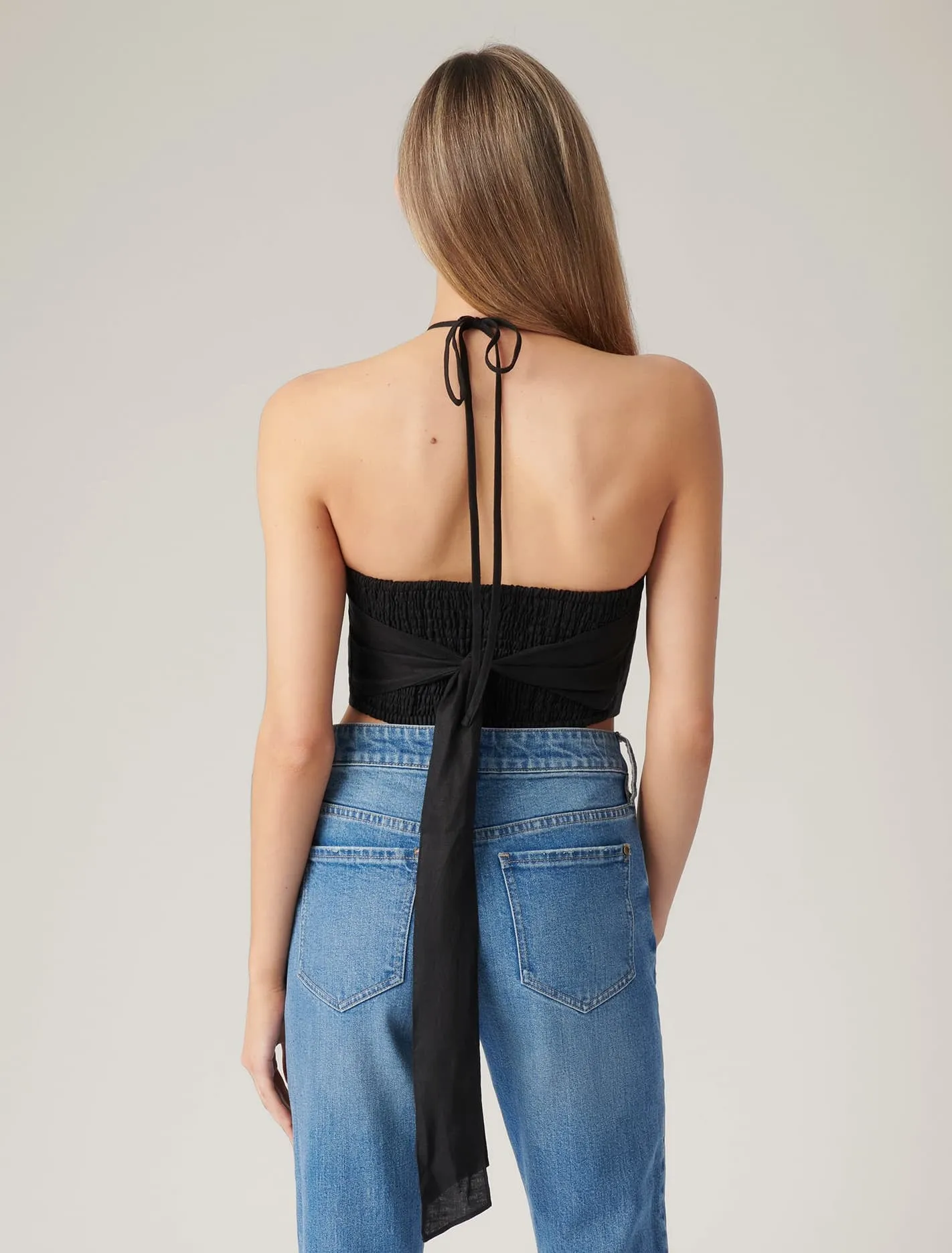 Alice Tie Back Shirred Halter Top