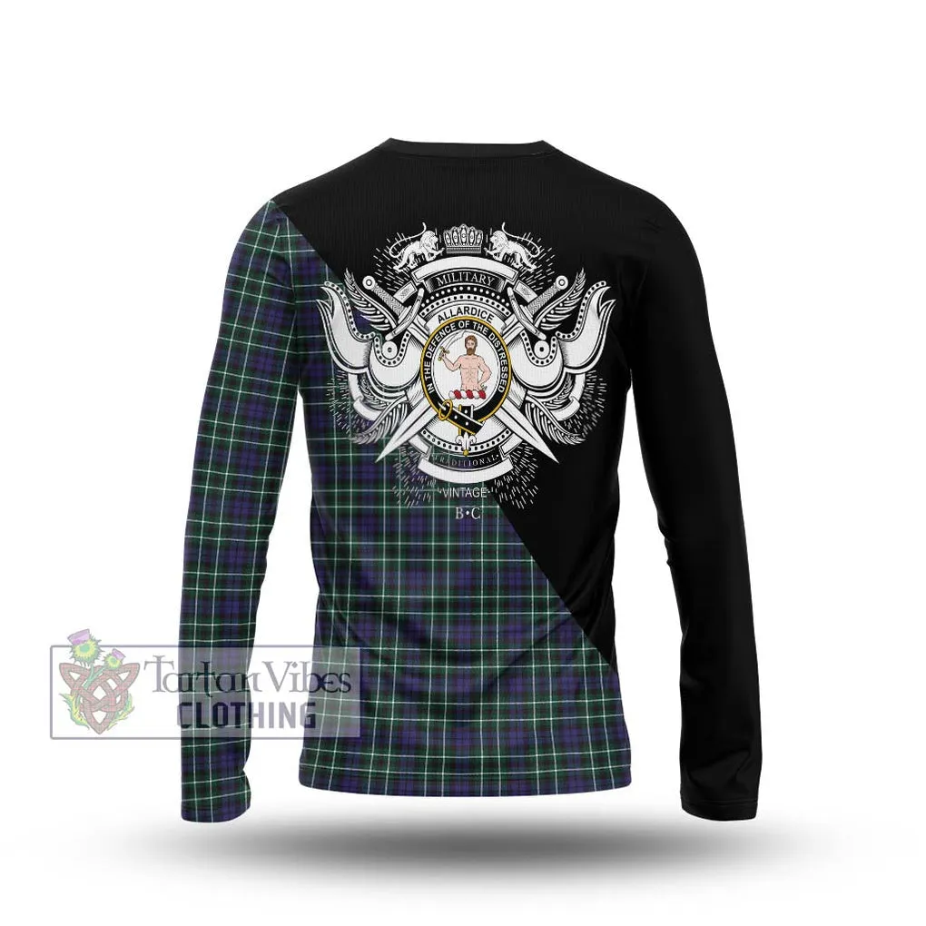 Allardice Tartan Long Sleeve T-Shirt with Family Crest and Military Logo Style