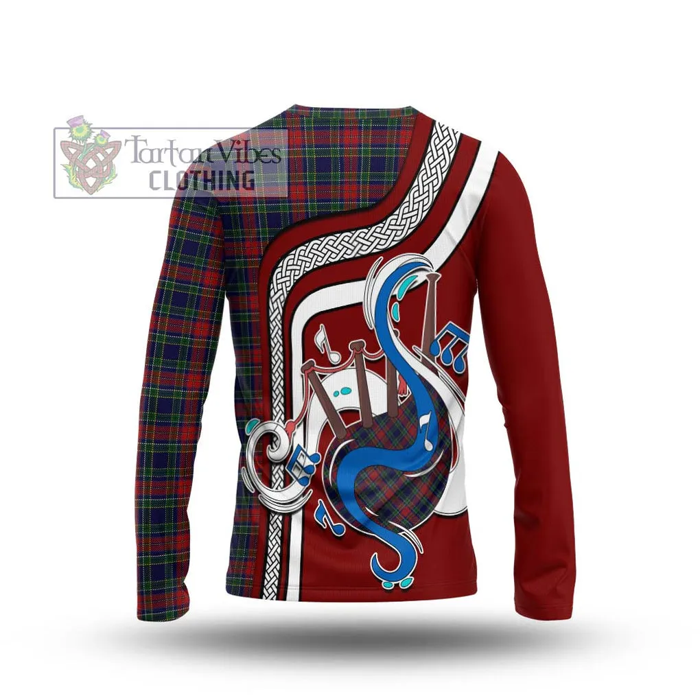 Allison Red Tartan Long Sleeve T-Shirt with Epic Bagpipe Style