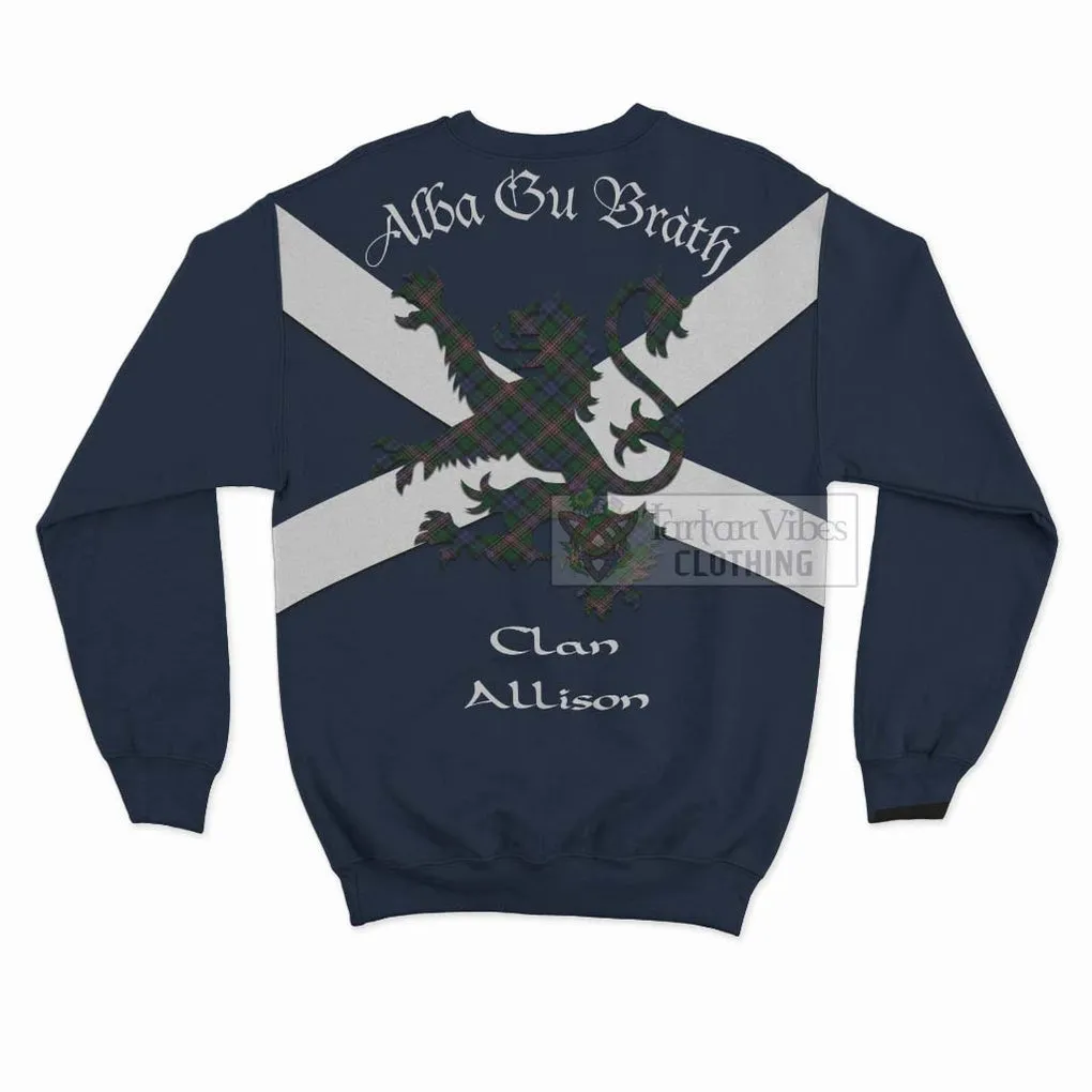 Allison Tartan Lion Rampant Sweatshirt  Proudly Display Your Heritage with Alba Gu Brath and Clan Name