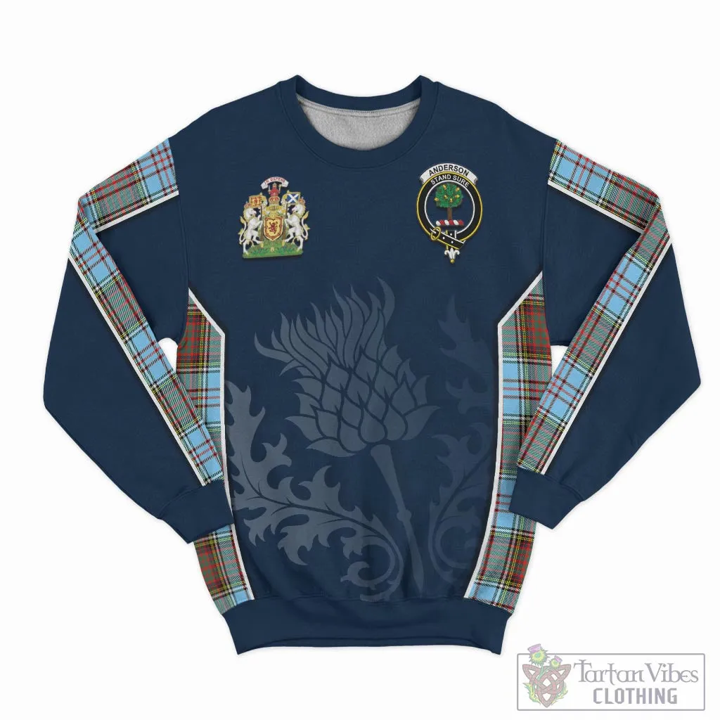 Anderson Ancient Tartan Sweatshirt with Family Crest and Scottish Thistle Vibes Sport Style