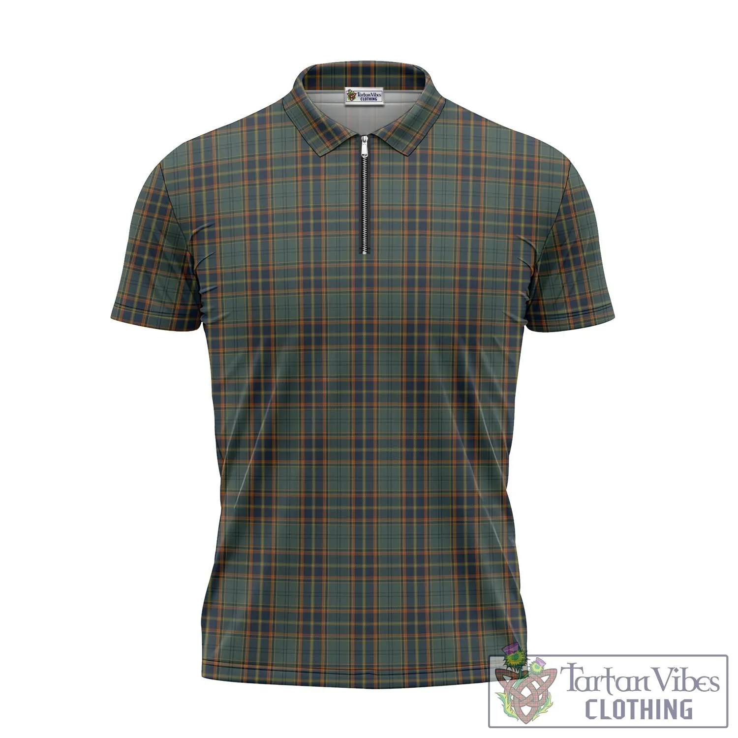 Antrim County Ireland Tartan Zipper Polo Shirt