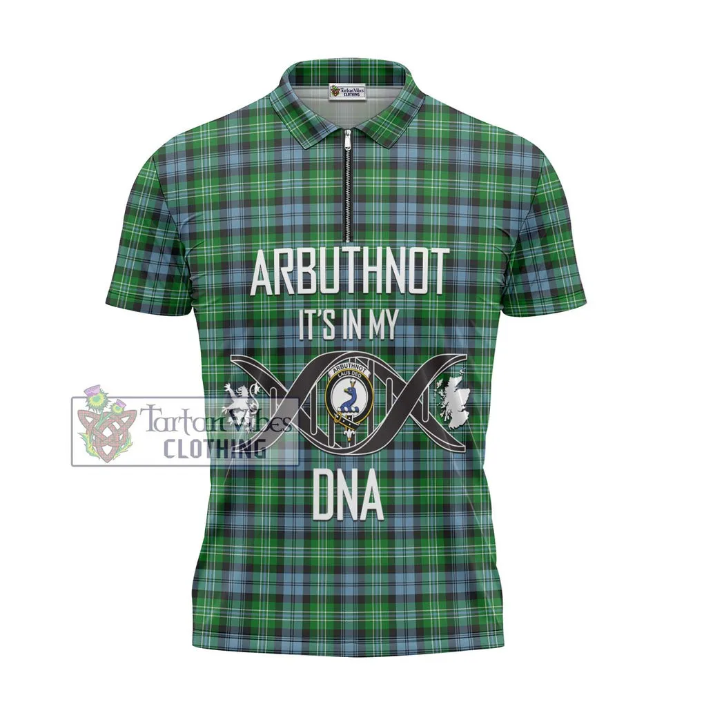 Arbuthnot Ancient Tartan Zipper Polo Shirt with Family Crest DNA In Me Style