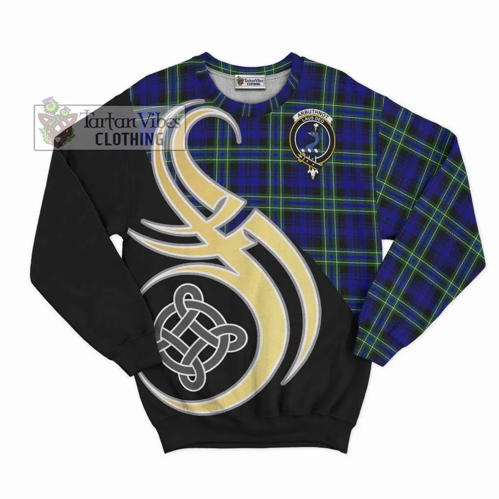 Arbuthnot Modern Tartan Sweatshirt with Family Crest and Celtic Symbol Style