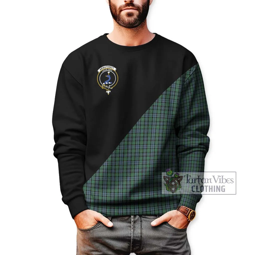 Arbuthnot Tartan Sweatshirt with Family Crest and Military Logo Style