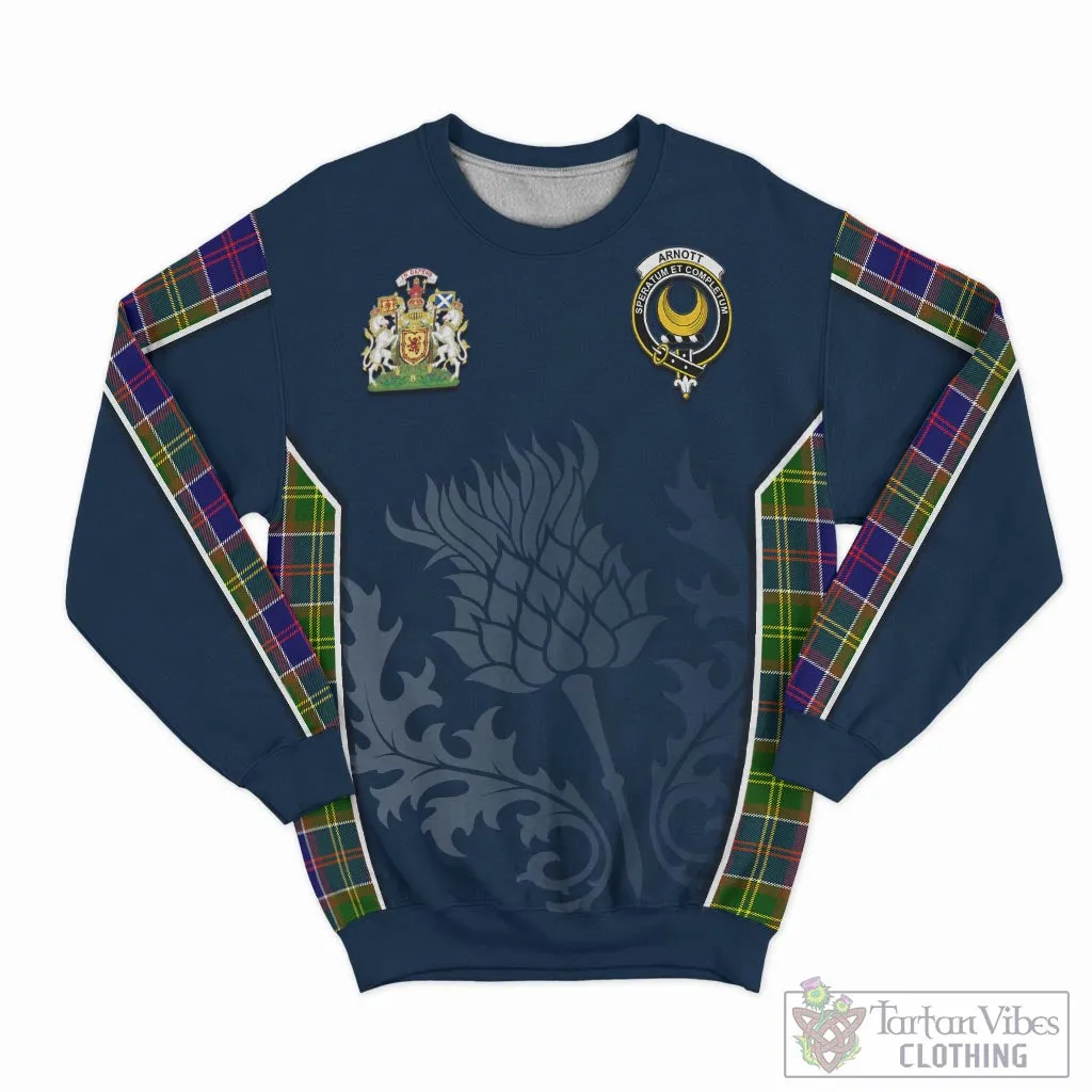 Arnott Tartan Sweatshirt with Family Crest and Scottish Thistle Vibes Sport Style