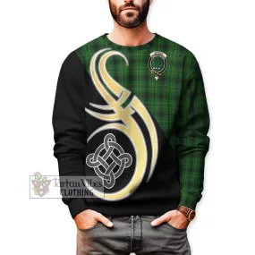 Arthur Highland Tartan Sweatshirt with Family Crest and Celtic Symbol Style