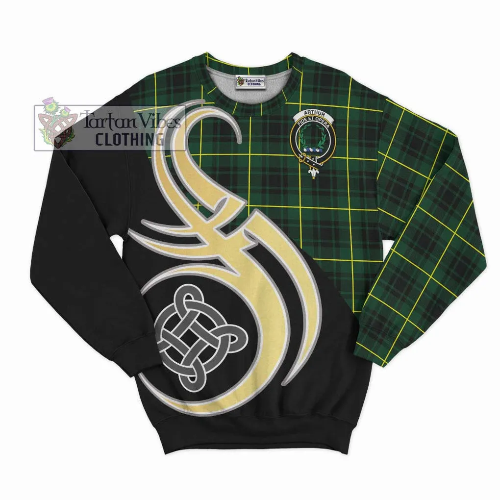 Arthur Modern Tartan Sweatshirt with Family Crest and Celtic Symbol Style