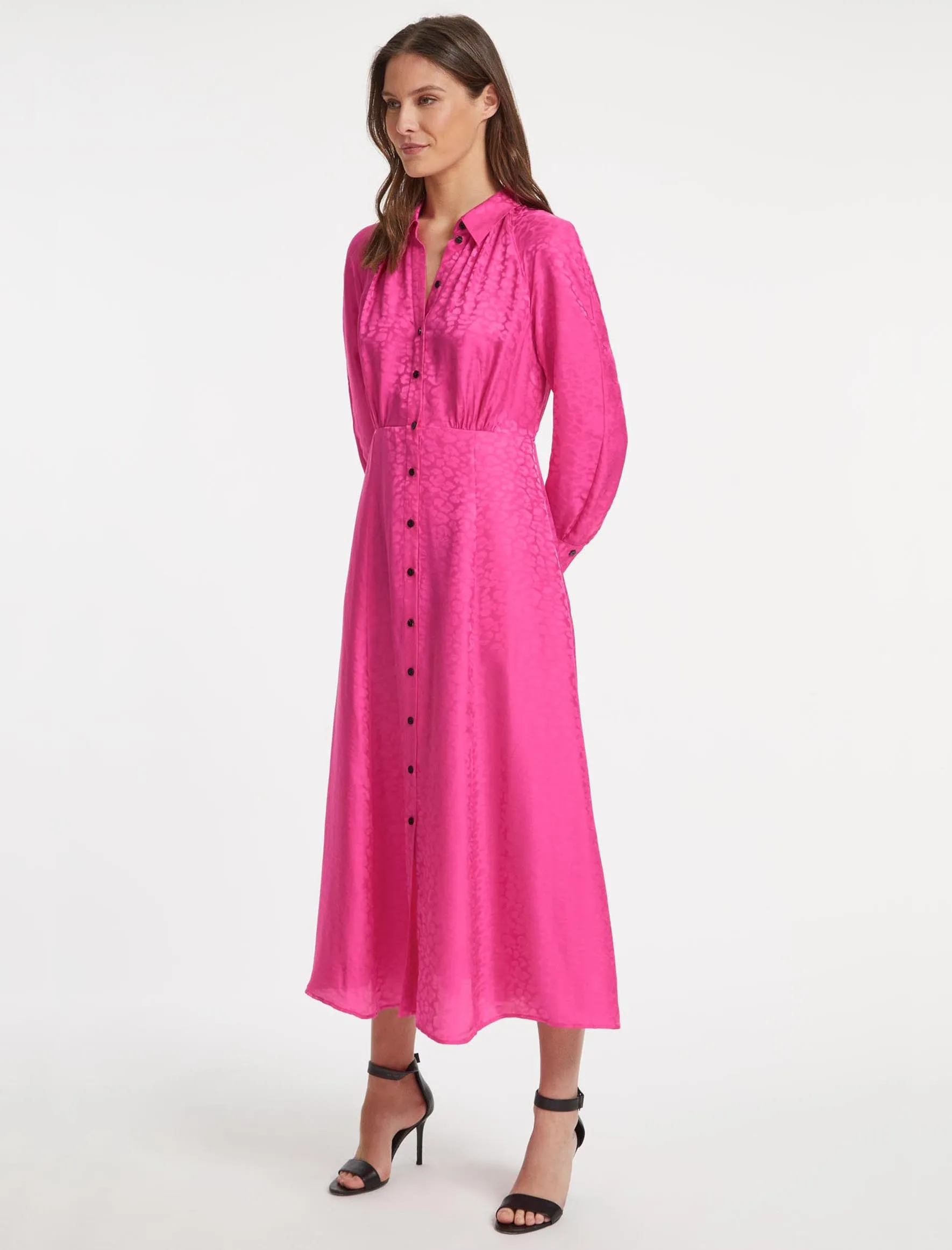 Astrid Silk Blend Maxi Dress - Hot Pink