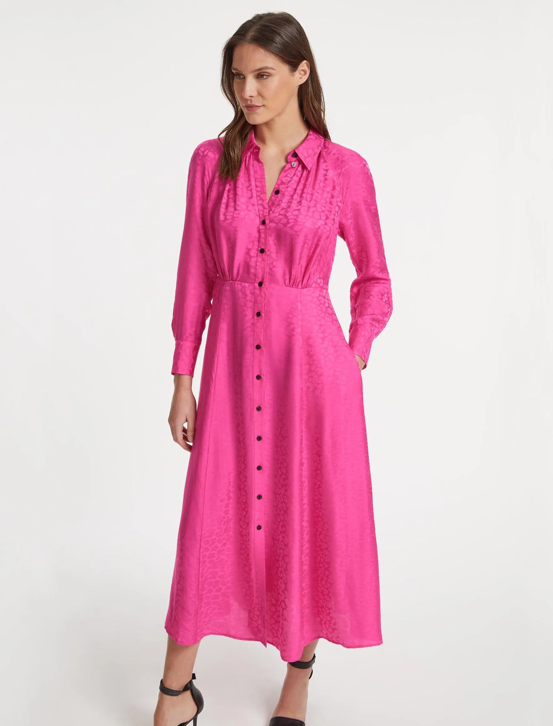 Astrid Silk Blend Maxi Dress - Hot Pink