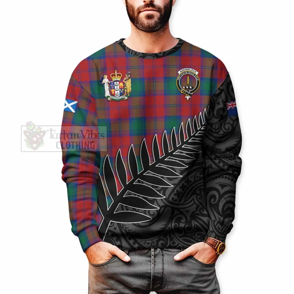 Auchinleck (Affleck) Crest Tartan Sweatshirt with New Zealand Silver Fern Half Style