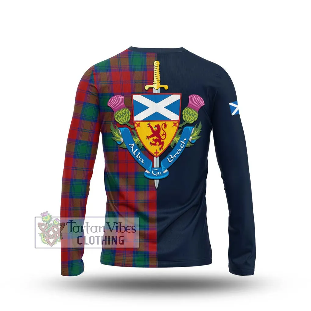 Auchinleck (Affleck) Tartan Long Sleeve T-Shirt Alba with Scottish Lion Royal Arm Half Style