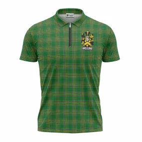 Avery Irish Clan Tartan Zipper Polo Shirt with Coat of Arms