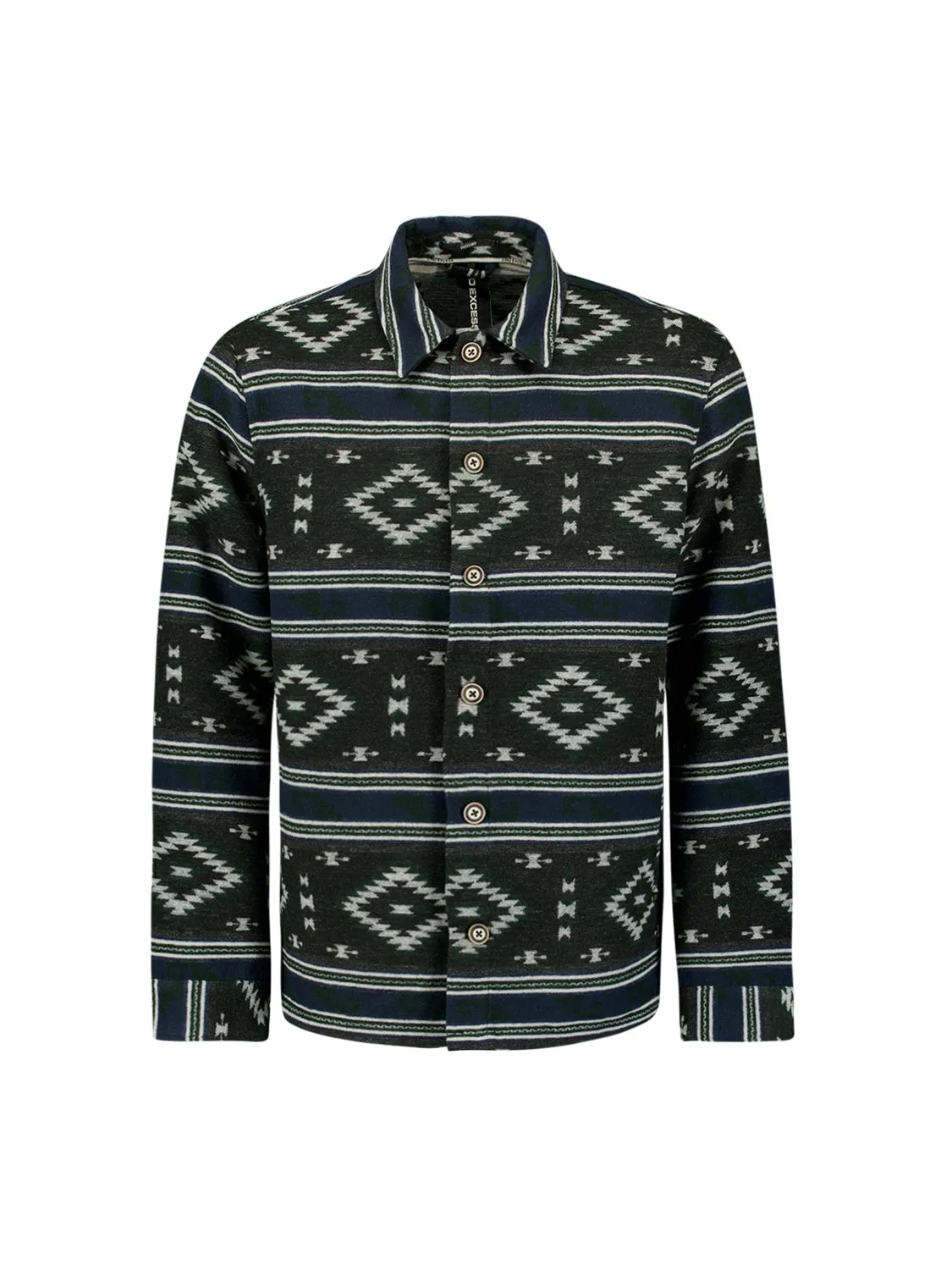 Aztec Pattern Overshirt with Button Closure: Modern Design and Comfort | Black