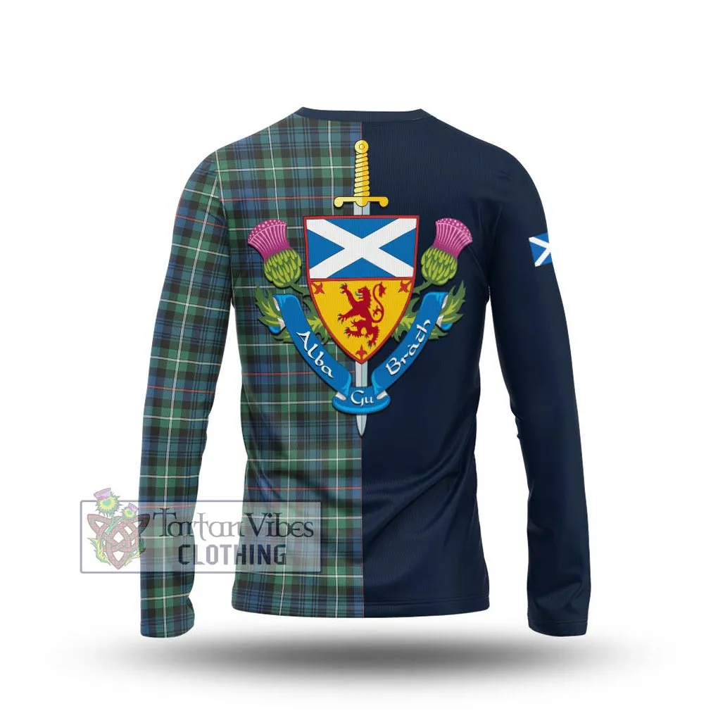 Baillie Ancient Tartan Long Sleeve T-Shirt Alba with Scottish Lion Royal Arm Half Style