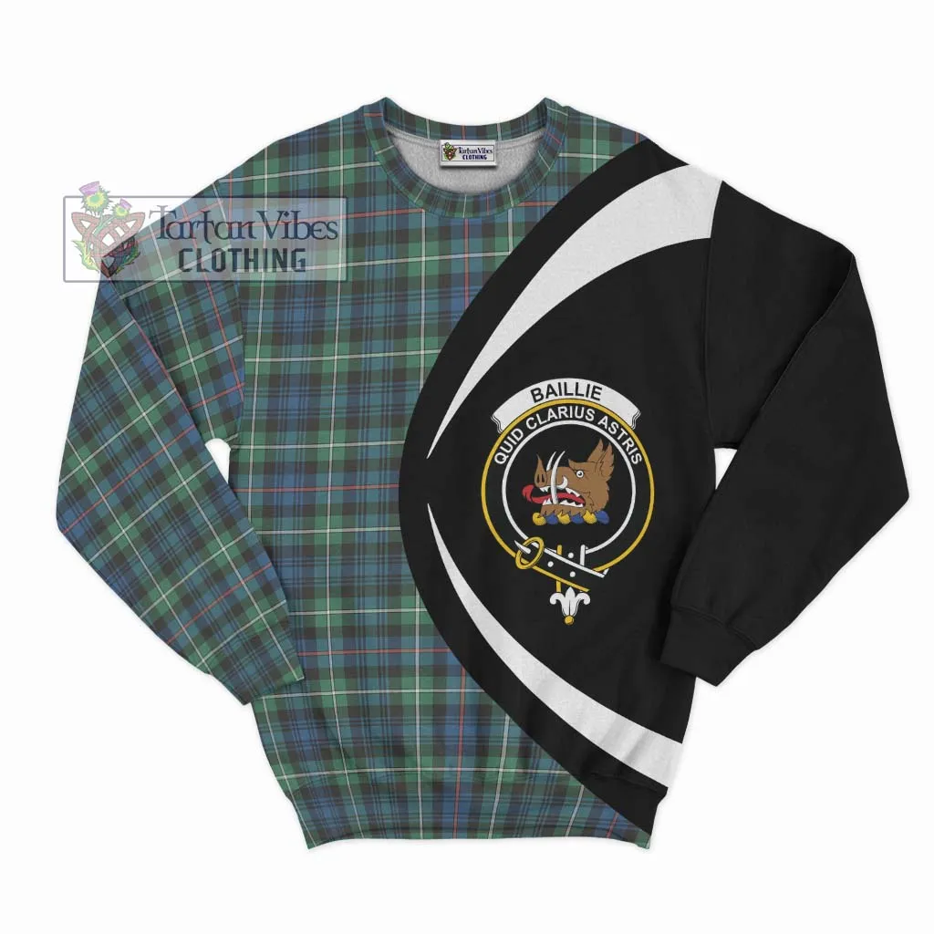 Baillie Ancient Tartan Sweatshirt with Family Crest Circle Style