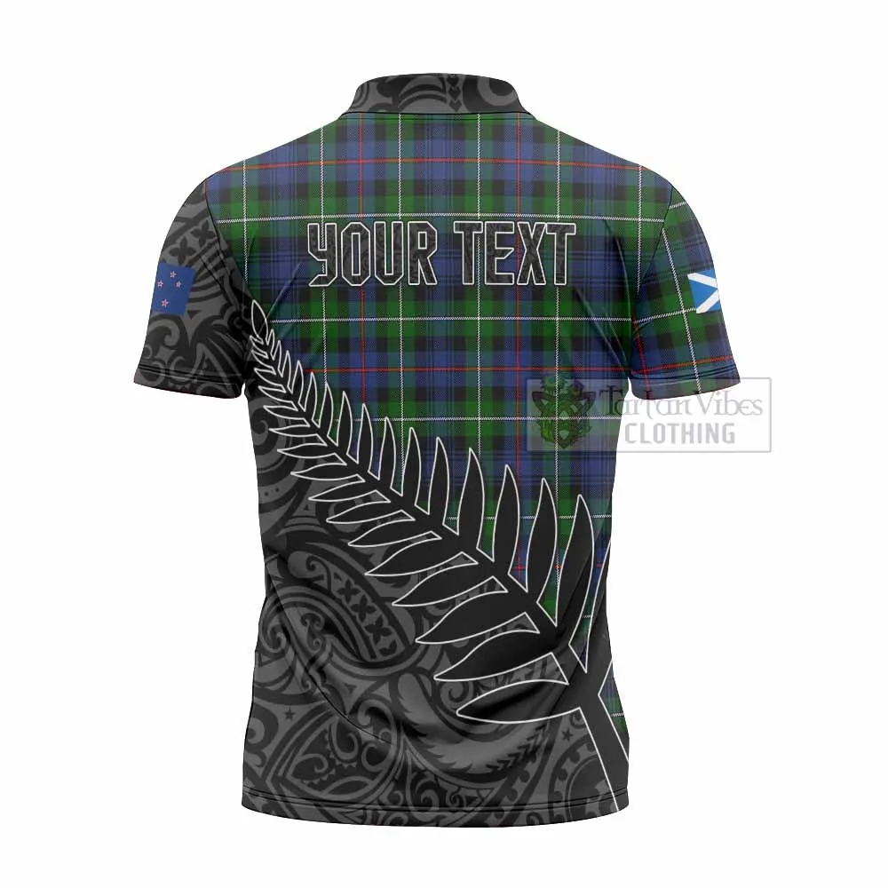 Baillie (Bailey) Crest Tartan Zipper Polo Shirt with New Zealand Silver Fern Half Style