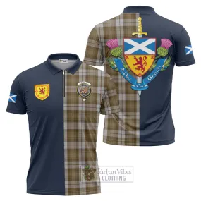 Baillie Dress Tartan Zipper Polo Shirt Alba with Scottish Lion Royal Arm Half Style