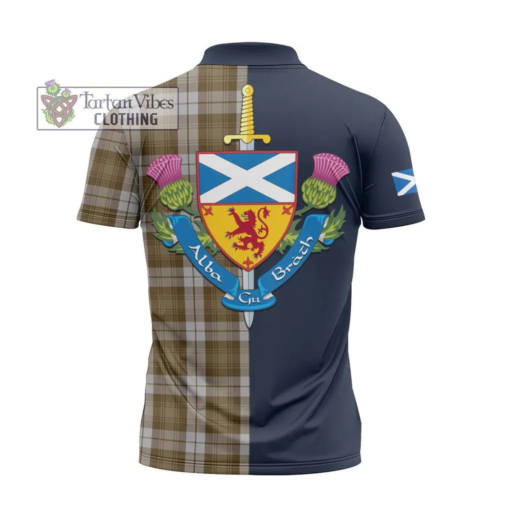 Baillie Dress Tartan Zipper Polo Shirt Alba with Scottish Lion Royal Arm Half Style