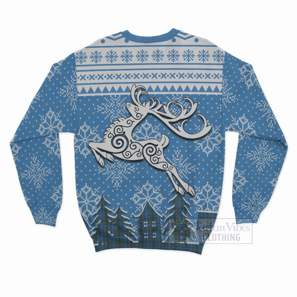 Bain Clan Christmas Sweatshirt Celtic Reindeer Style