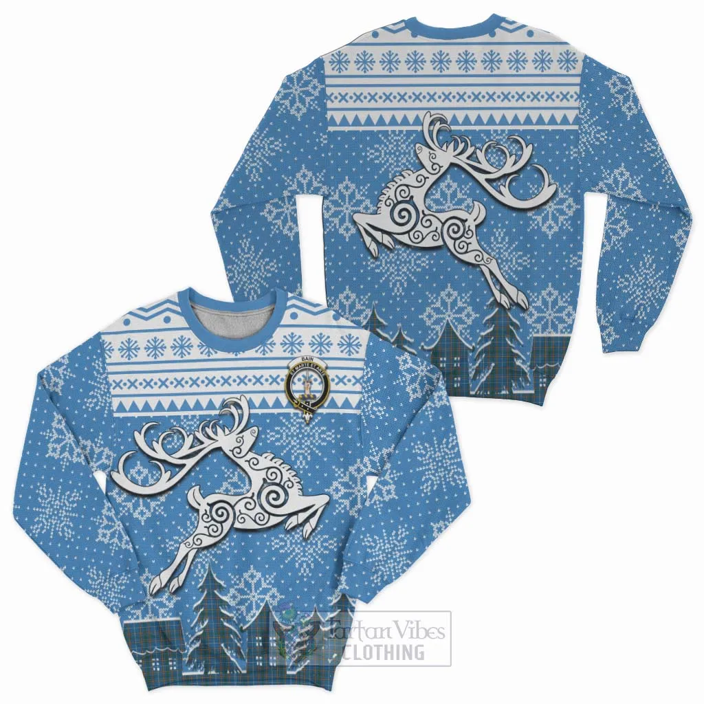 Bain Clan Christmas Sweatshirt Celtic Reindeer Style