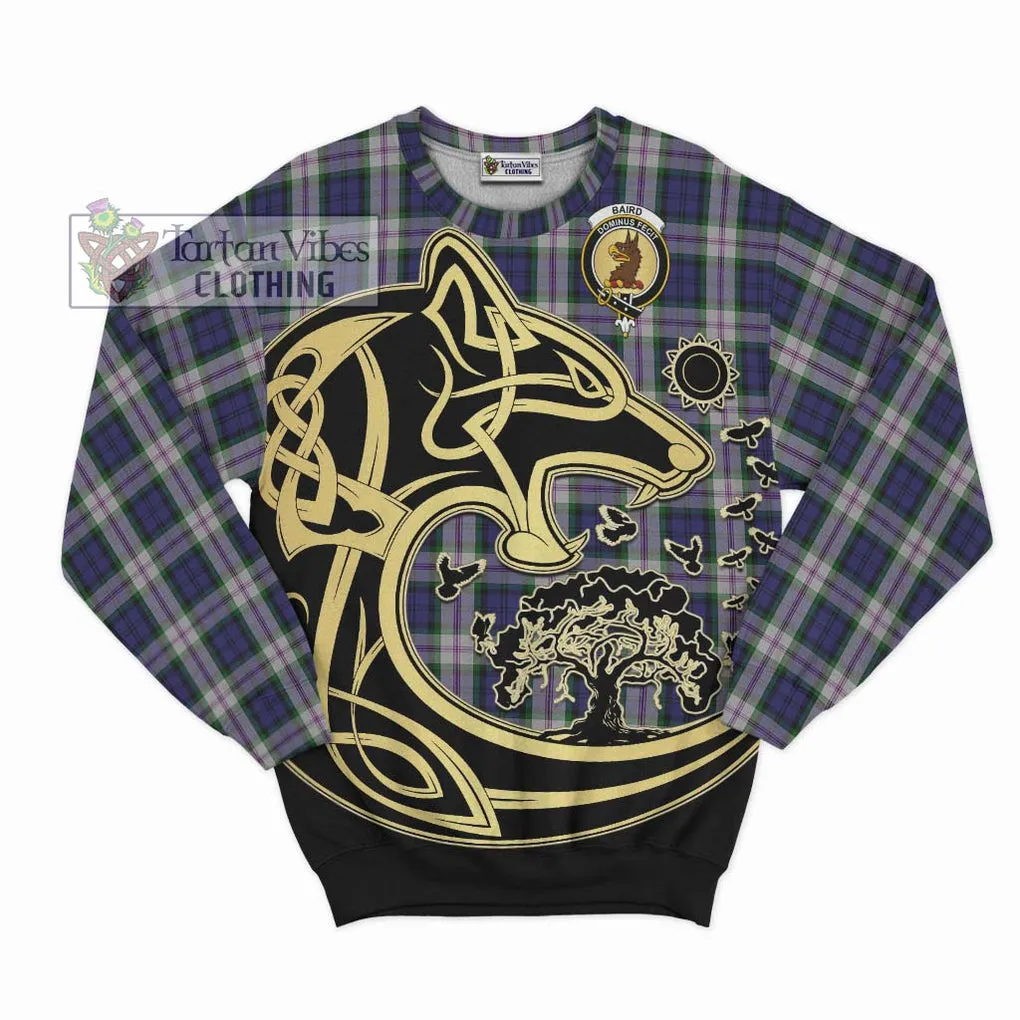 Baird Dress Tartan Sweatshirt with Family Crest Celtic Wolf Style