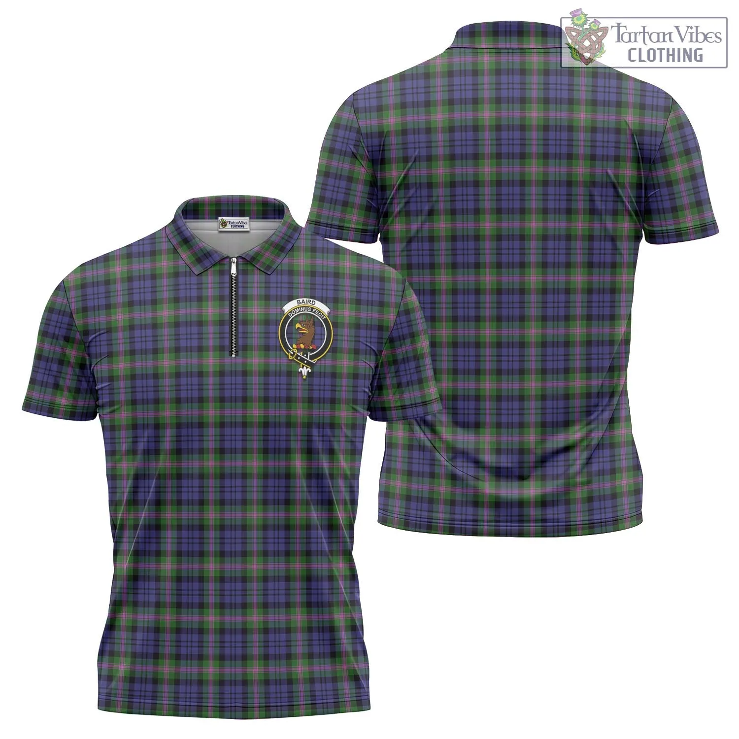 Baird Modern Tartan Zipper Polo Shirt with Family Crest