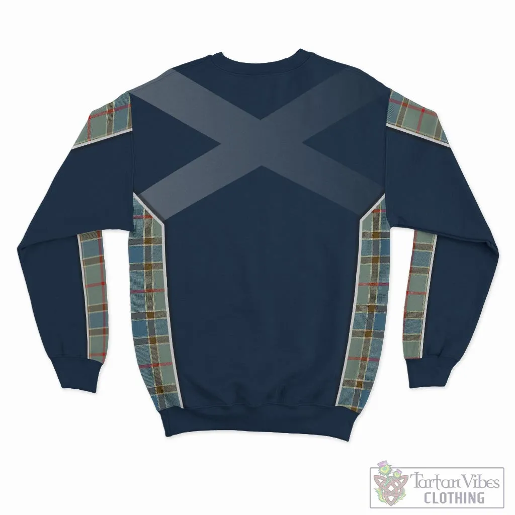 Balfour Blue Tartan Sweatshirt with Family Crest and Scottish Thistle Vibes Sport Style