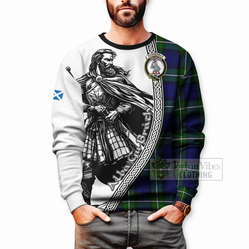 Bannerman Tartan Clan Crest Sweatshirt with Highlander Warrior Celtic Style