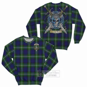 Bannerman Tartan Sweatshirt with Family Crest Celtic Skull Style