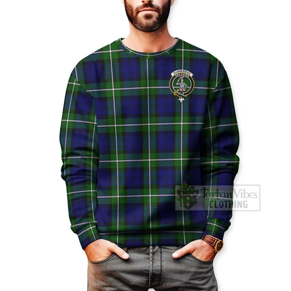 Bannerman Tartan Sweatshirt with Family Crest Celtic Skull Style