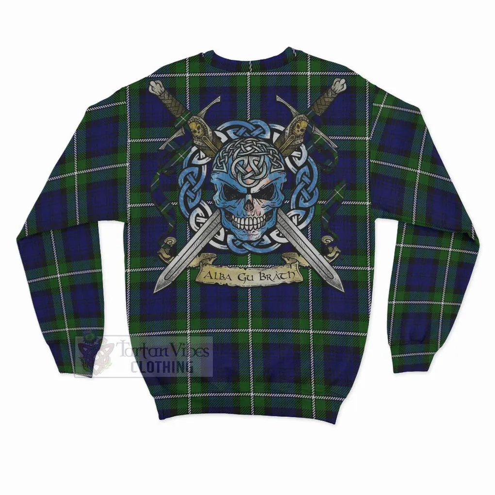 Bannerman Tartan Sweatshirt with Family Crest Celtic Skull Style