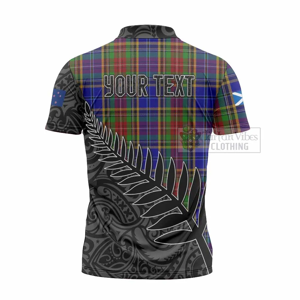 Beattie (Beatty) Crest Tartan Zipper Polo Shirt with New Zealand Silver Fern Half Style