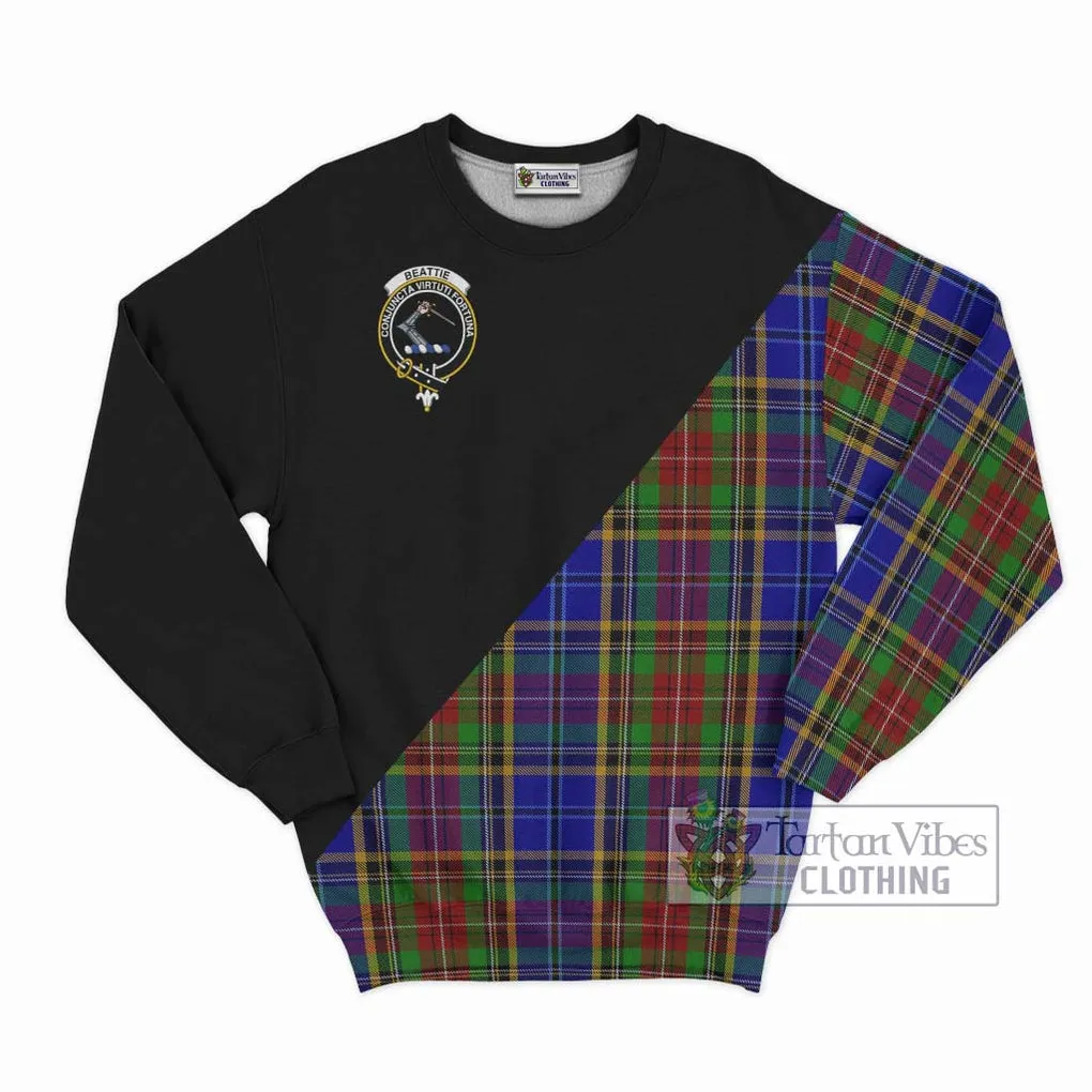 Beattie Tartan Sweatshirt with Family Crest and Military Logo Style