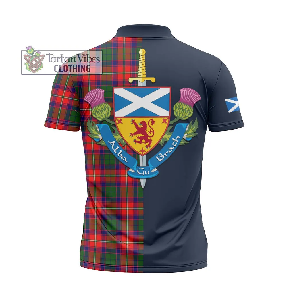 Belsches Tartan Zipper Polo Shirt Alba with Scottish Lion Royal Arm Half Style