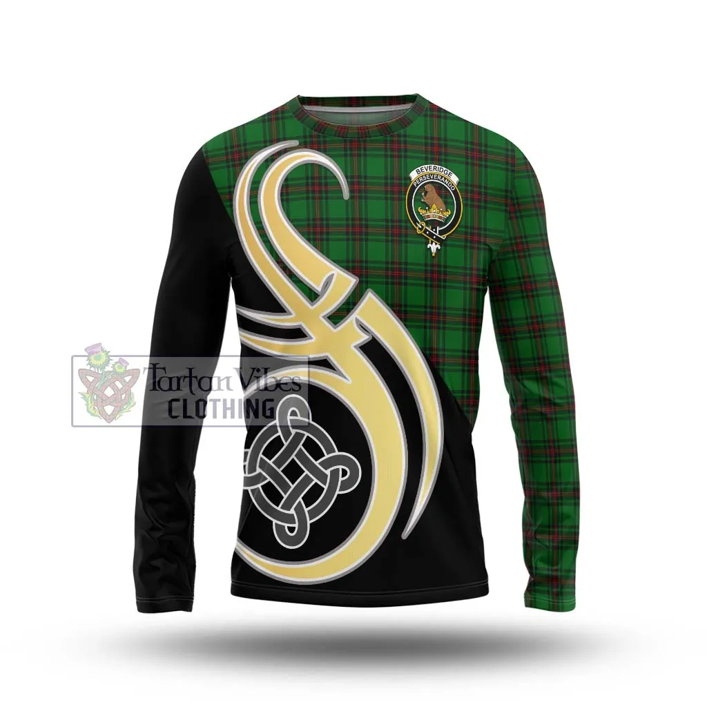 Beveridge Tartan Long Sleeve T-Shirt with Family Crest and Celtic Symbol Style